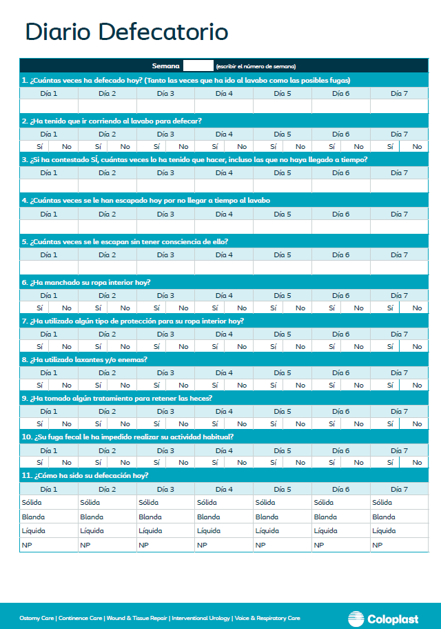 Diario Defecatorio - Coloplast